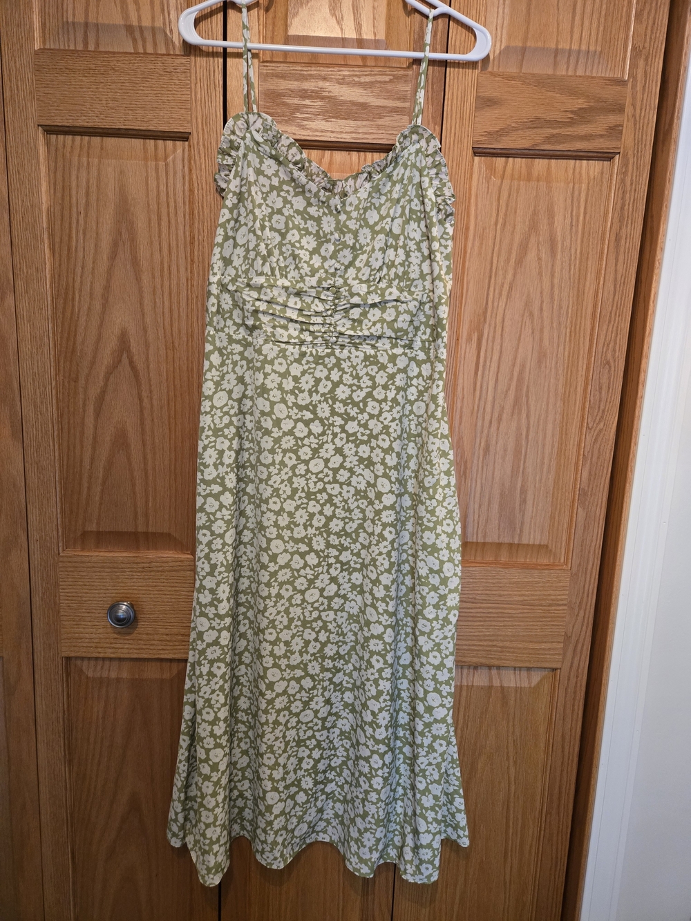 Lulu's Timeless Touch Green Floral Print A-Line Midi Dress